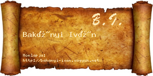 Bakányi Iván névjegykártya